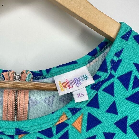 LuLaRoe Blue and Green Geometric Dress NWT - Picture 4 of 14